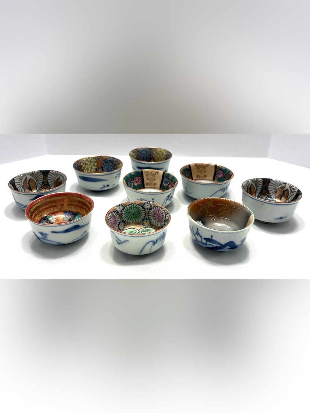 Antique (1920’s) Japanese Kutani porcelain sake cups